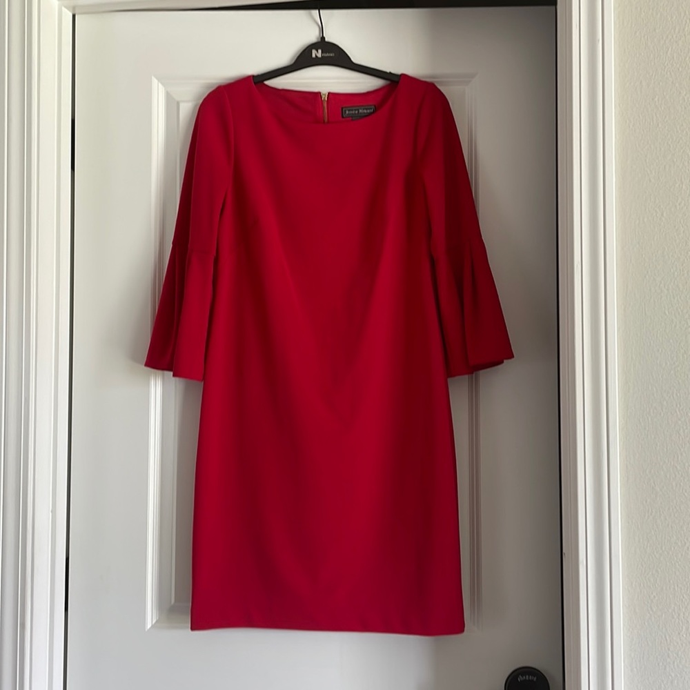 Jessica Howard Red Midi Dress with Fluted Sleeves